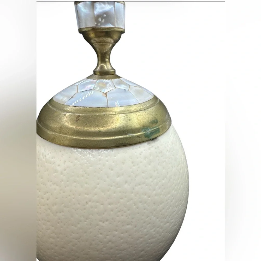 Vintage 1970s Pair Ostrich Egg Candle Holders Style of J Antony Redmile 11”